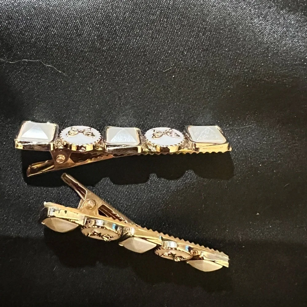 Gold and Cream Hair Clips with Butterfly Design